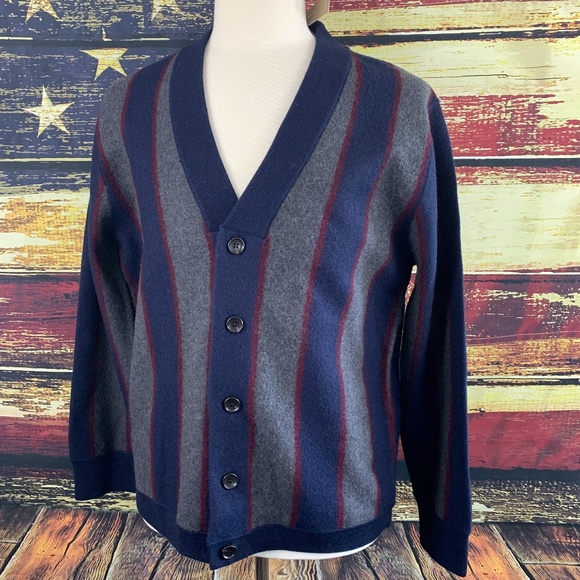 J. Crew Other - J CREW MENS BUTTON UP MERINO WOOL STRIPED CARDIGAN
